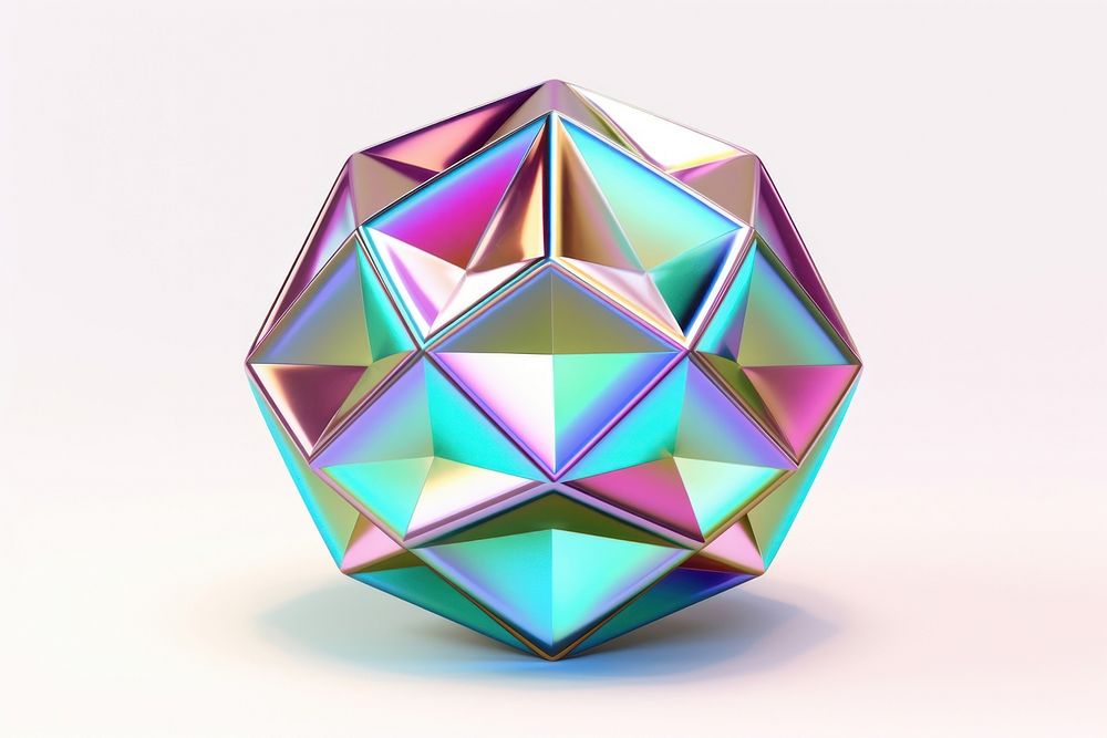 Regular geometric shape origami sphere white background. AI generated Image by rawpixel.