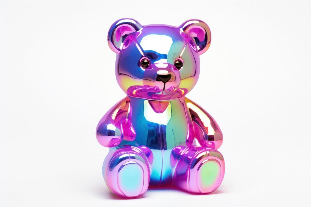 Teddy bear purple toy white background. AI generated Image by rawpixel.
