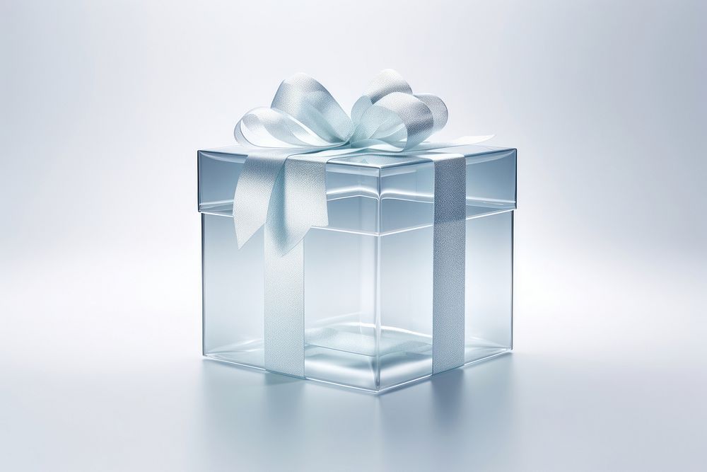 Gift box lighting glass white background. AI generated Image by rawpixel.
