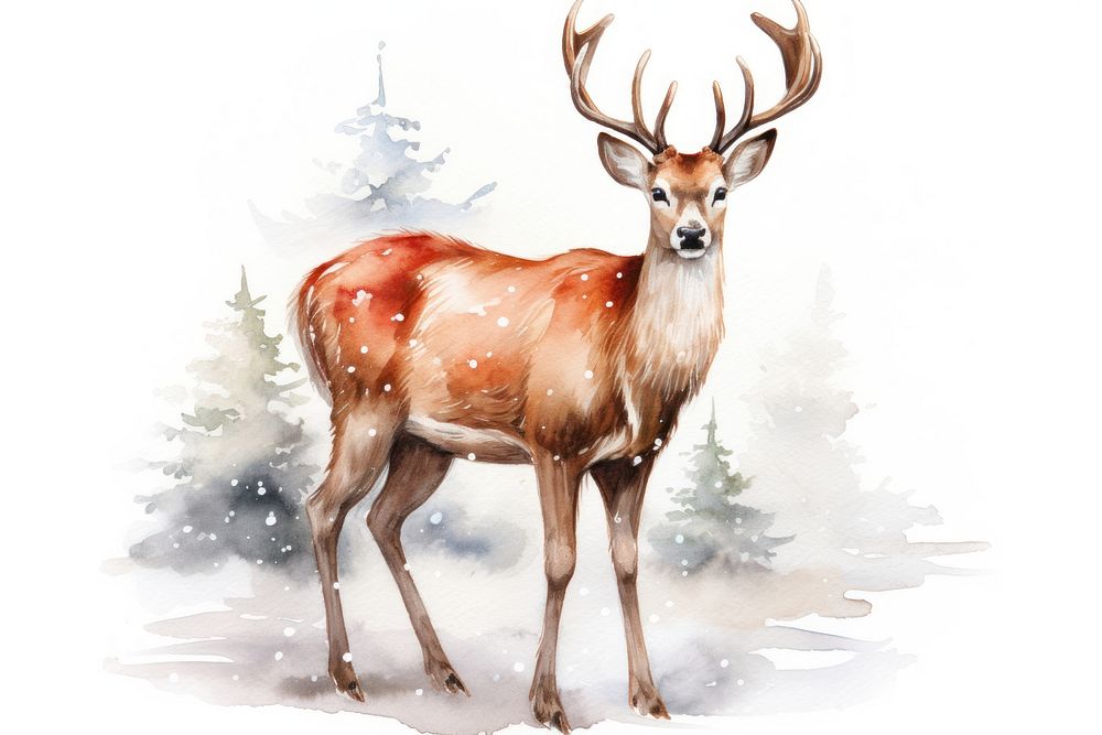 Christmas reindeer wildlife animal mammal. AI generated Image by rawpixel.