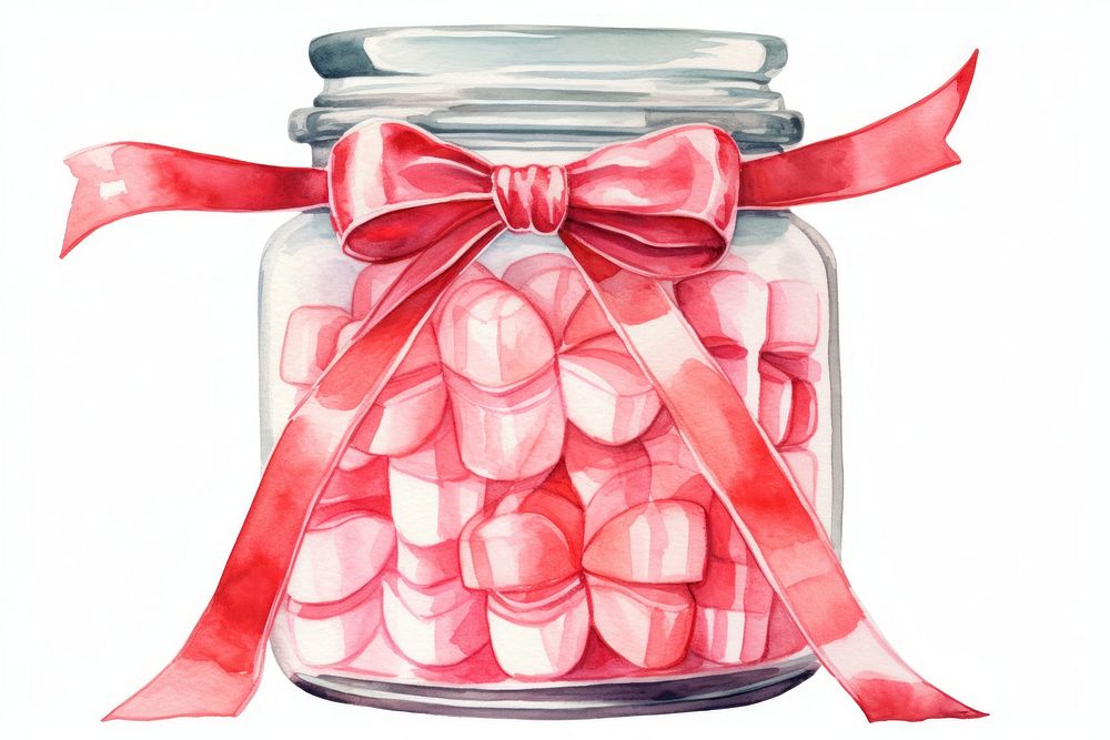 Candy jar ribbon food white background. AI generated Image by rawpixel.