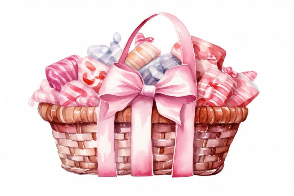 Basket ribbon white background celebration. AI generated Image by rawpixel.