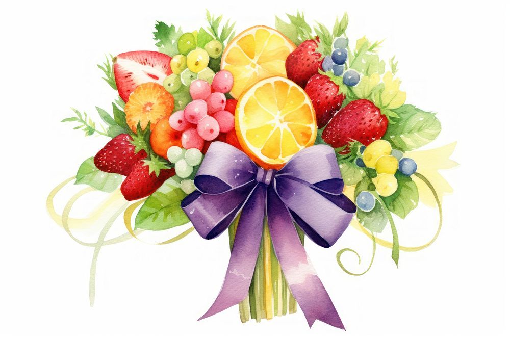 Edible fruit bouquet strawberry ribbon flower. AI generated Image by rawpixel.