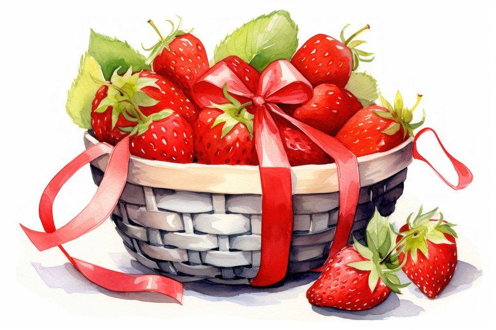 Fruit basket strawberry plant food. AI generated Image by rawpixel.