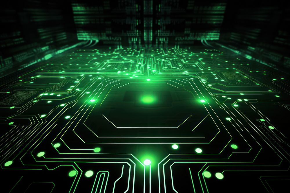 Technology background backgrounds green illuminated. AI generated Image by rawpixel.