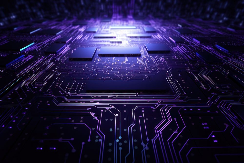 Technology background backgrounds purple motherboard. AI generated Image by rawpixel.