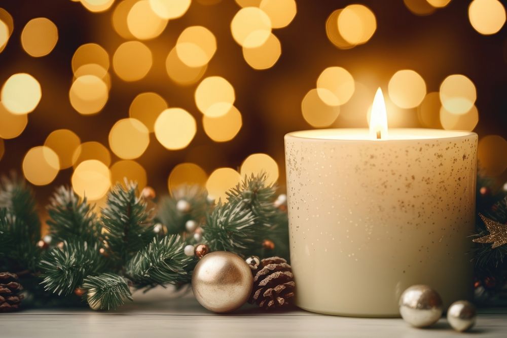 Christmas candle lighting glowing. AI generated Image by rawpixel.