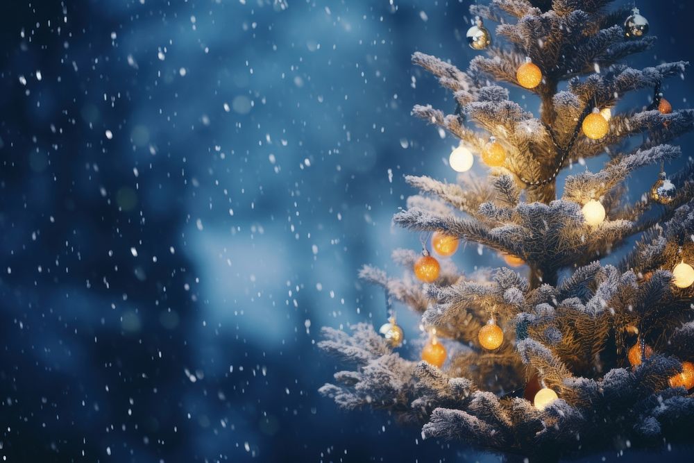 Christmas night tree backgrounds. AI generated Image by rawpixel.