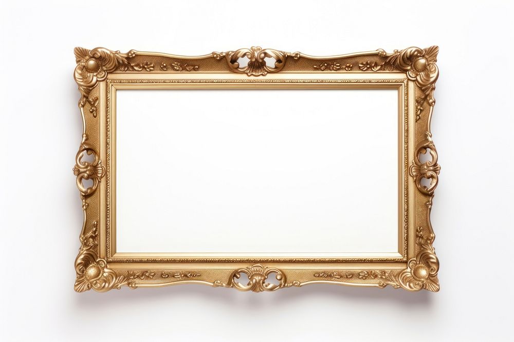 Golden picture frame photo white background. AI generated Image by rawpixel.