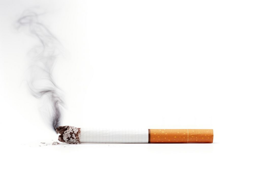 Cigarette smoking smoke white background. AI generated Image by rawpixel.