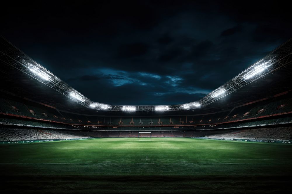 Empty sports stadium architecture illuminated competition. AI generated Image by rawpixel.