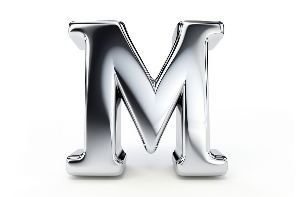 Alphabet M shape text white background emblem. 