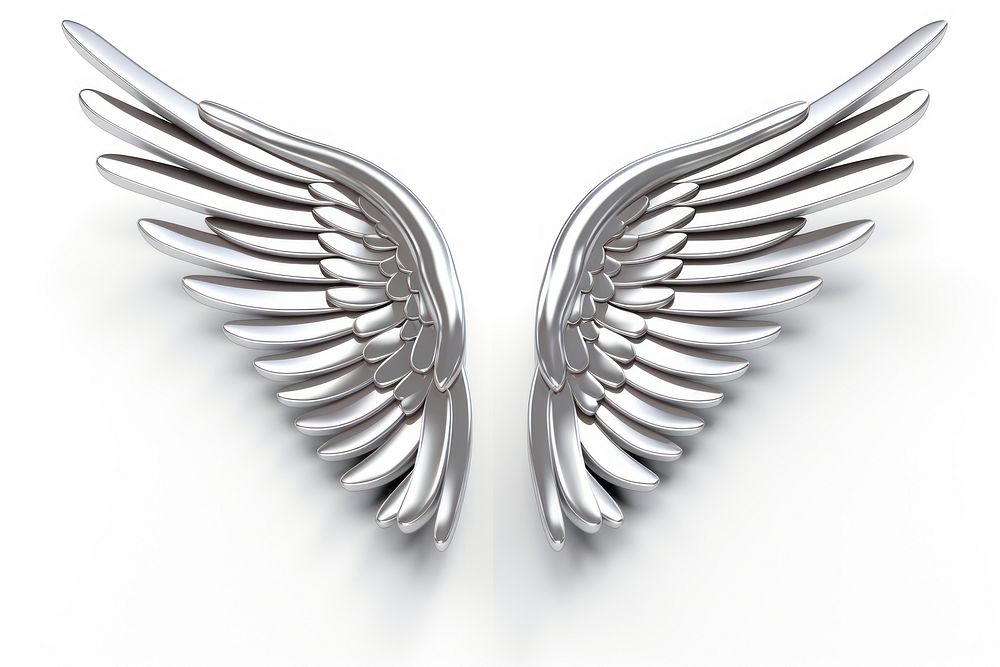 Angle wing silver white background accessories. AI generated Image by rawpixel.