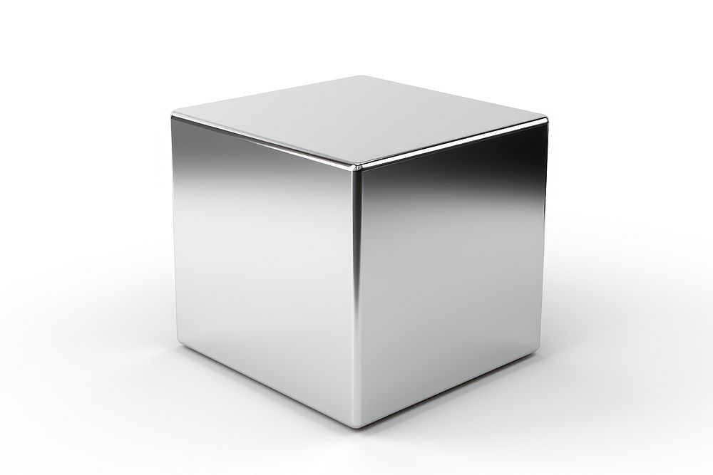 Cube shape silver white white background. AI generated Image by rawpixel.