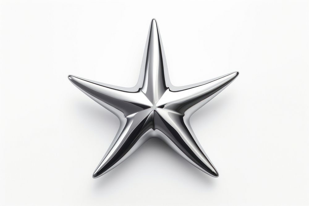 Starfish icon symbol chrome white background. AI generated Image by rawpixel.