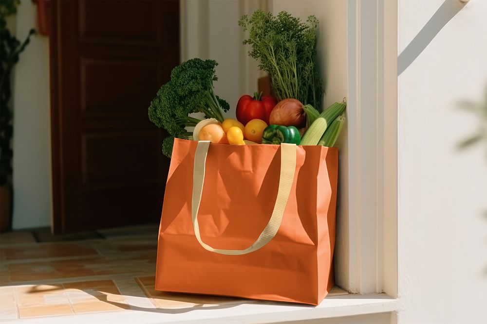 Orange grocery shopping bag
