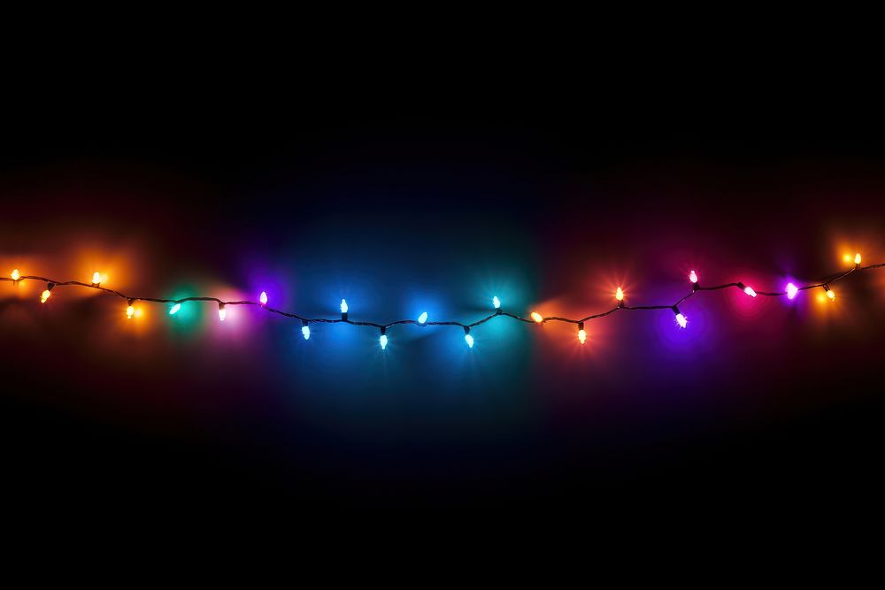 String lights lighting night black background. AI generated Image by rawpixel.