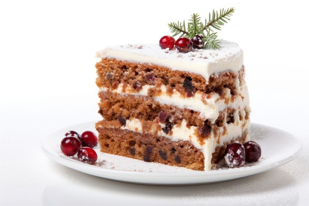 Christmas cake dessert cream plate. AI generated Image by rawpixel.