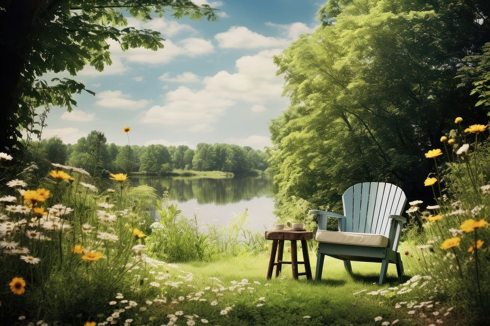 Diversional therapy outdoors landscape furniture. AI generated Image by rawpixel.