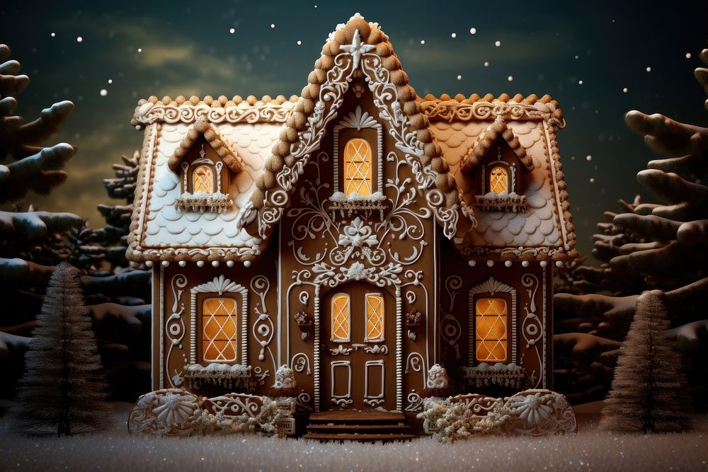 Gingerbread house christmas architecture building. AI generated Image by rawpixel.