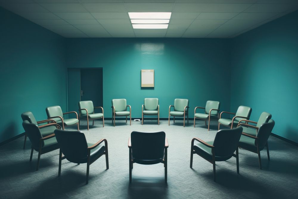 Group therapy furniture hospital chair. AI generated Image by rawpixel.