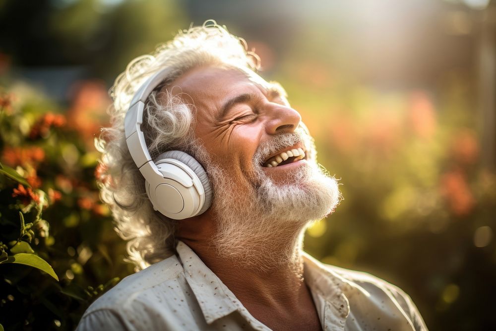 Music therapy headphones outdoors adult. AI generated Image by rawpixel.