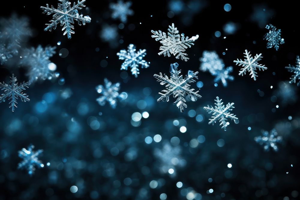 Snowflakes backgrounds black background illuminated. AI generated Image by rawpixel.