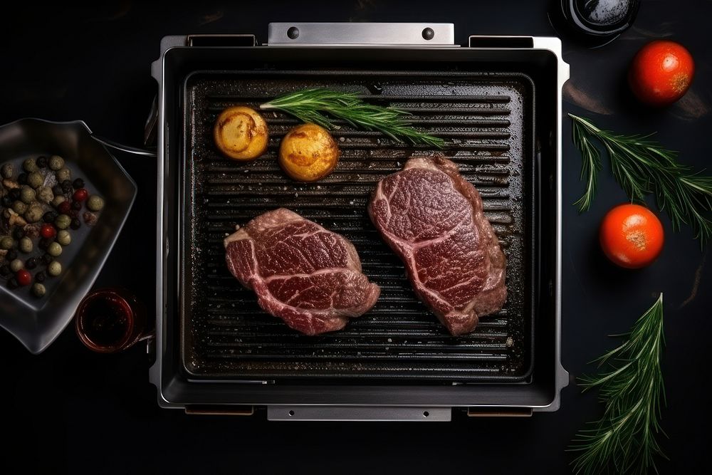 Steak grilling cooking meat. AI generated Image by rawpixel.