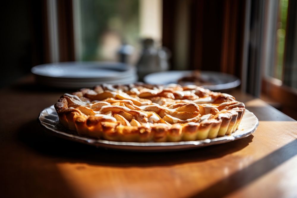Applepie dessert table plate. AI generated Image by rawpixel.
