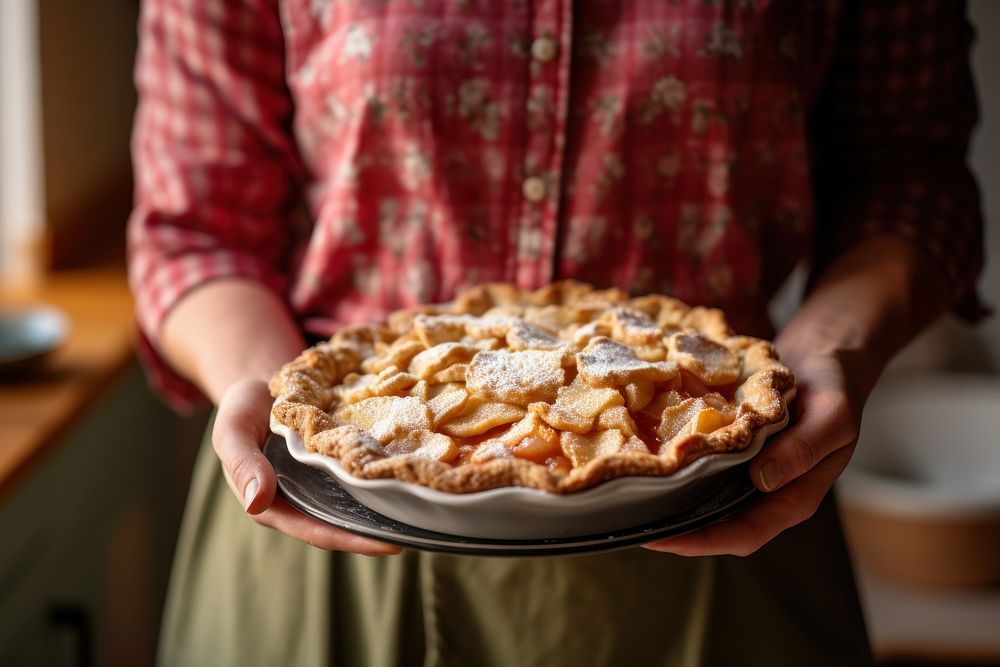 Female holding applepie dessert food cake. AI generated Image by rawpixel.