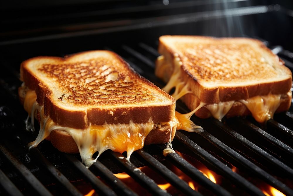 Grilled cheese grilling cooking bread. AI generated Image by rawpixel.