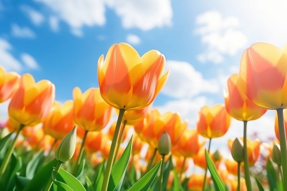 Landscape flower nature tulip. AI generated Image by rawpixel.