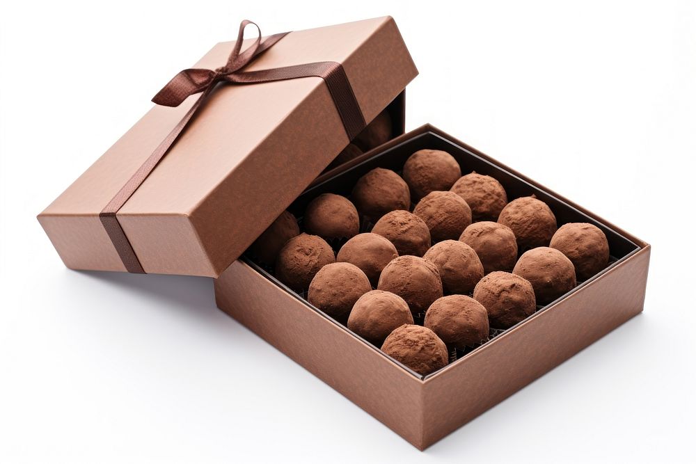 Chocolate balls box dessert food. AI generated Image by rawpixel.