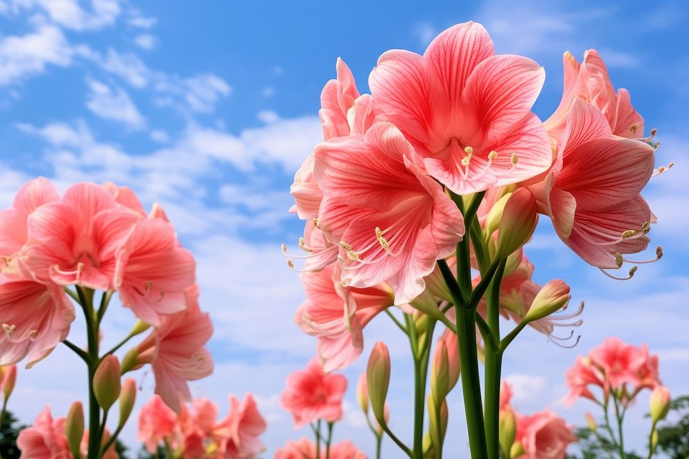 Flower nature sky amaryllis. AI generated Image by rawpixel.