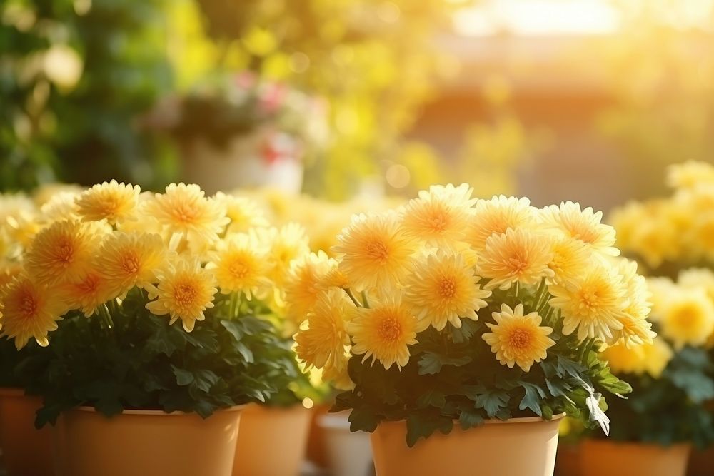 Flower chrysanths sunlight outdoors. AI generated Image by rawpixel.