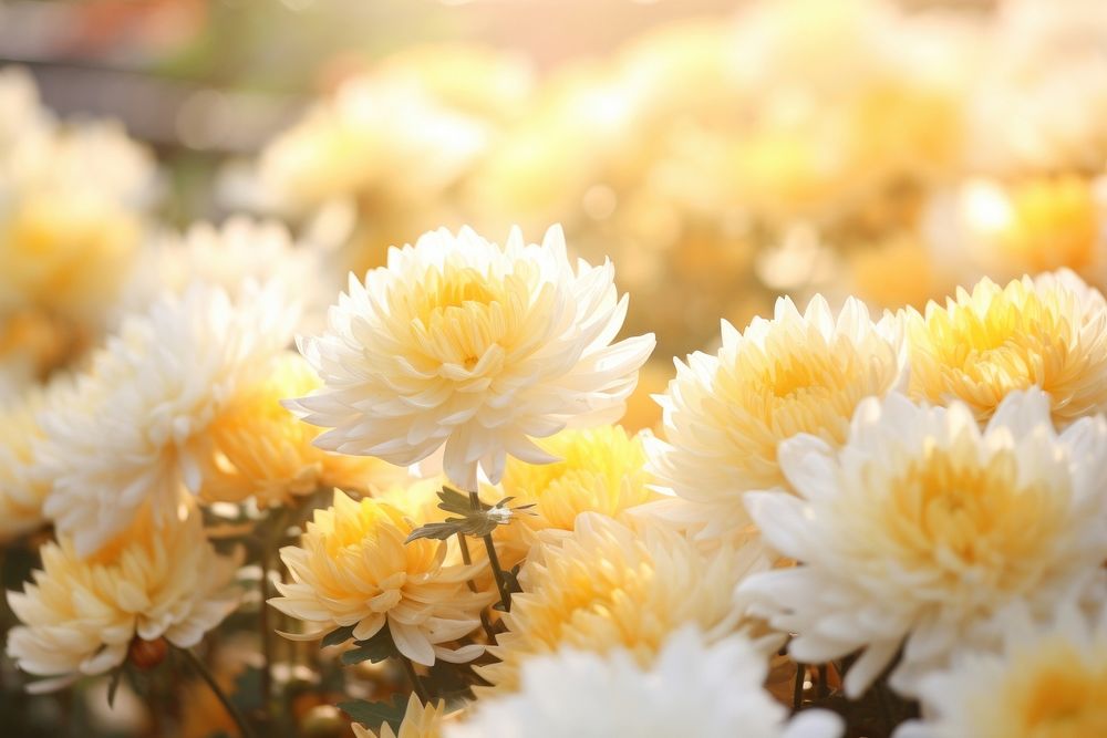 Flower backgrounds chrysanths sunlight. AI generated Image by rawpixel.