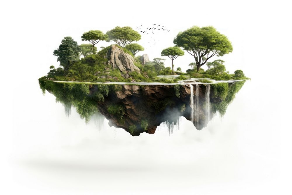 Floating island landscape outdoors nature. AI generated Image by rawpixel.