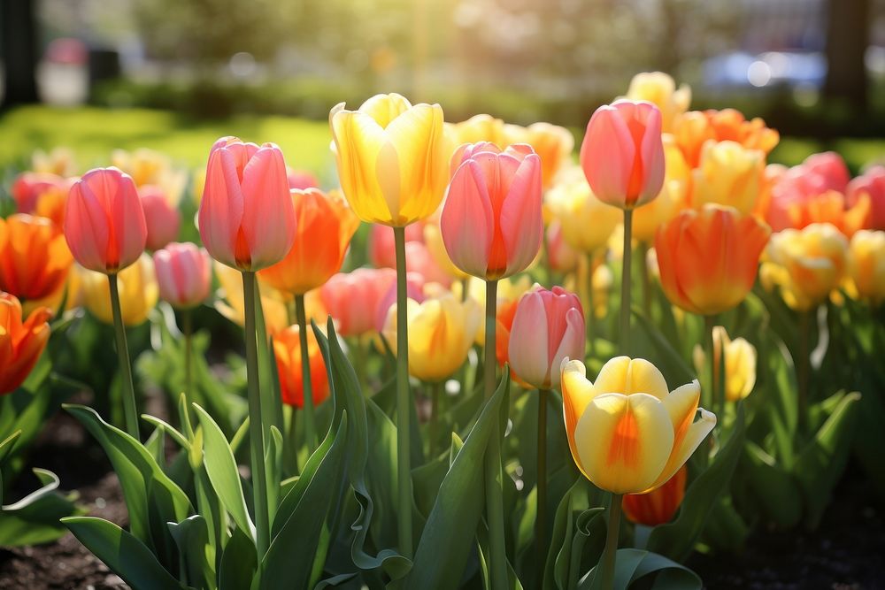 Tulip outdoors blossom flower. AI generated Image by rawpixel.