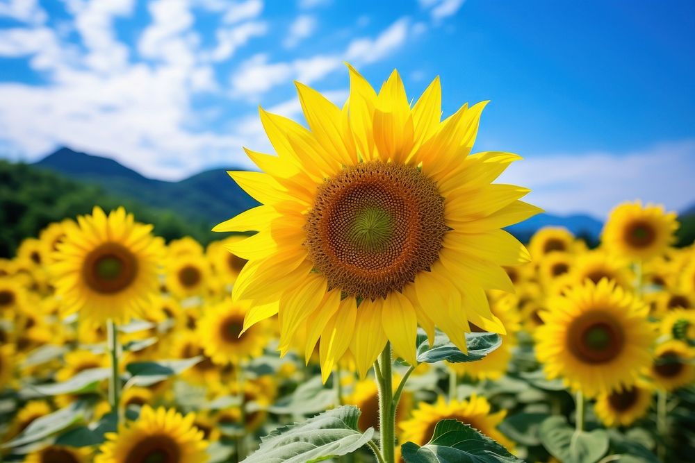 Flower sunflower outdoors blossom. AI generated Image by rawpixel.