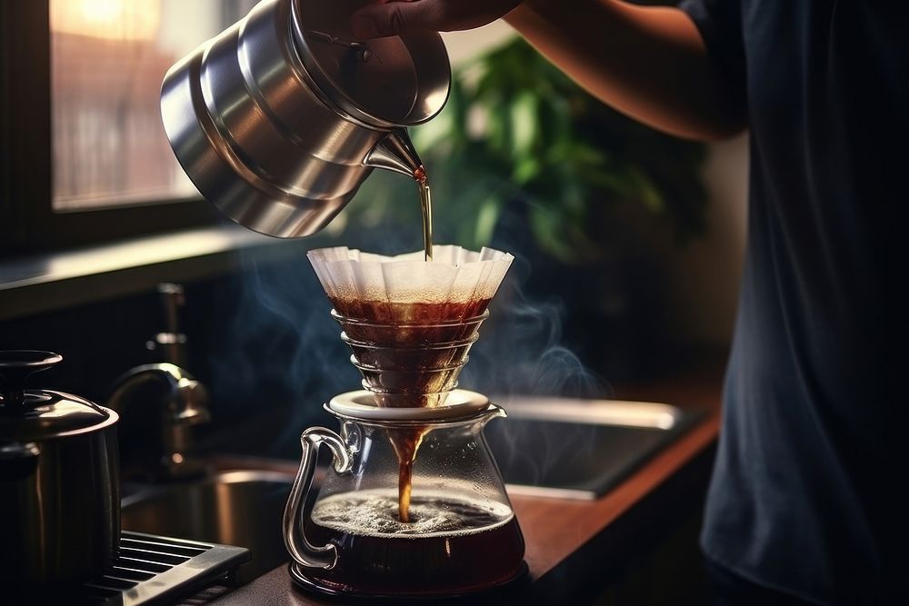 Hand making coffee drip coffeemaker refreshment freshness. AI generated Image by rawpixel.