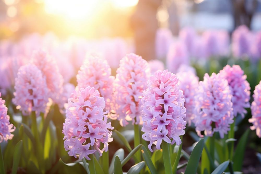 Hyacinth garden sunlight outdoors blossom. AI generated Image by rawpixel.