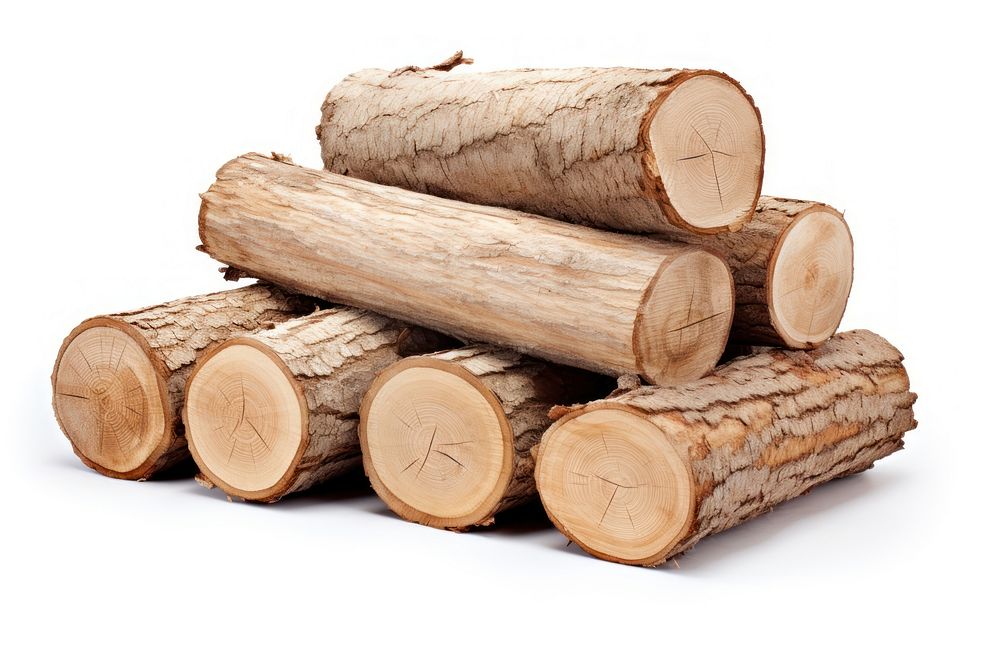 Lumber wood log white background. AI generated Image by rawpixel.