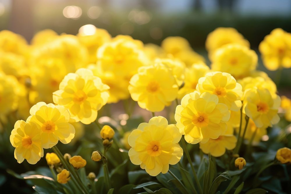 Primrose garden flowers daffodil outdoors blossom. AI generated Image by rawpixel.