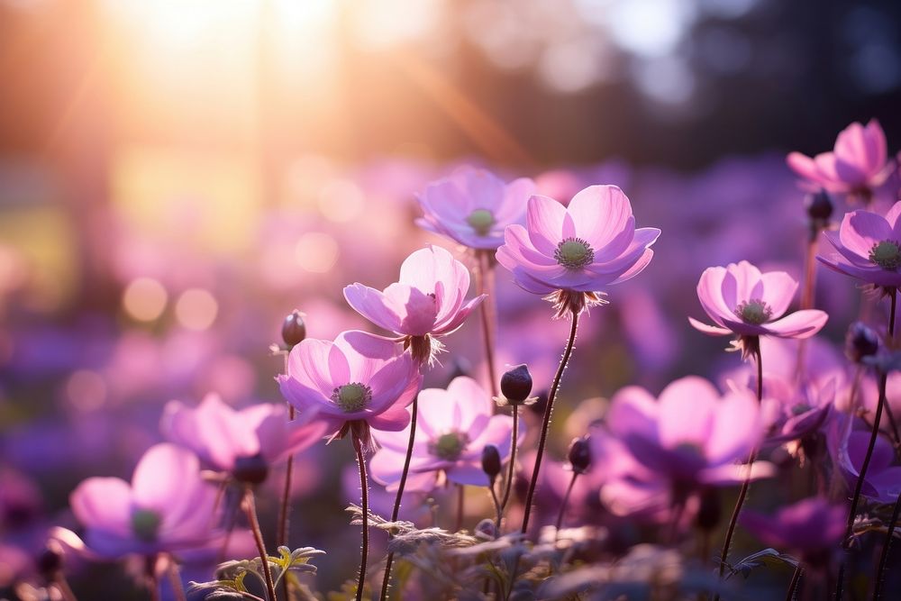 Spring anemone background nature summer landscape. AI generated Image by rawpixel.