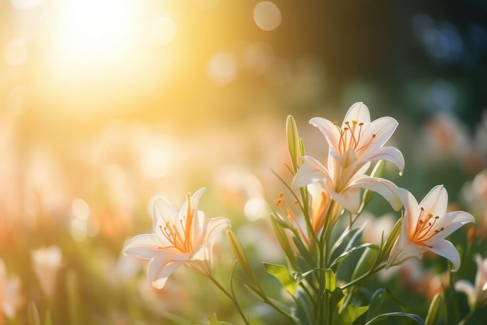 Spring lily background nature landscape sunlight. AI generated Image by rawpixel.