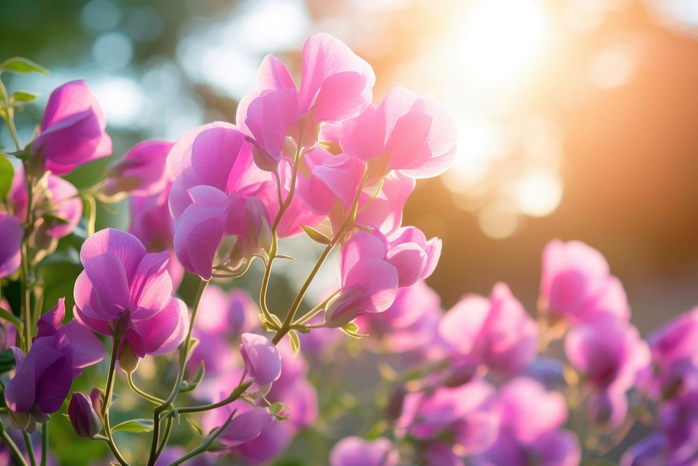 Spring sweet pea background nature sunlight outdoors. AI generated Image by rawpixel.