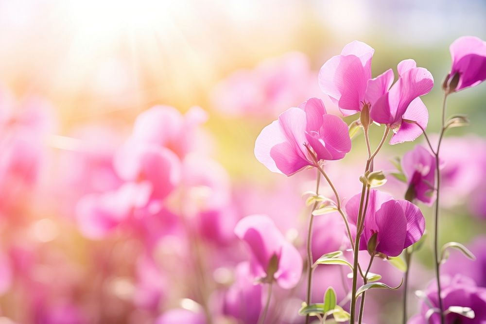 Spring sweet pea background nature backgrounds sunlight. AI generated Image by rawpixel.