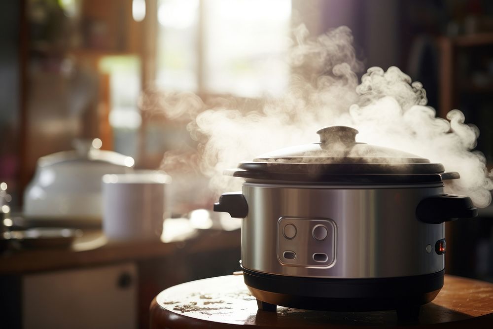 Rice cooker steam appliance saucepan. AI generated Image by rawpixel.