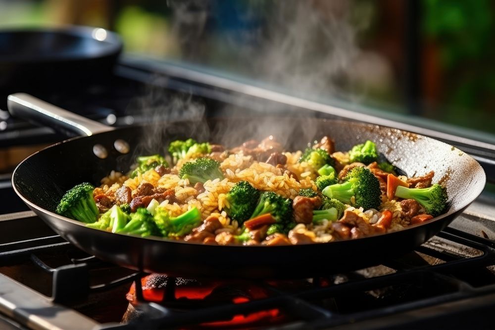 Broccoli cooking kitchen stove. AI generated Image by rawpixel.