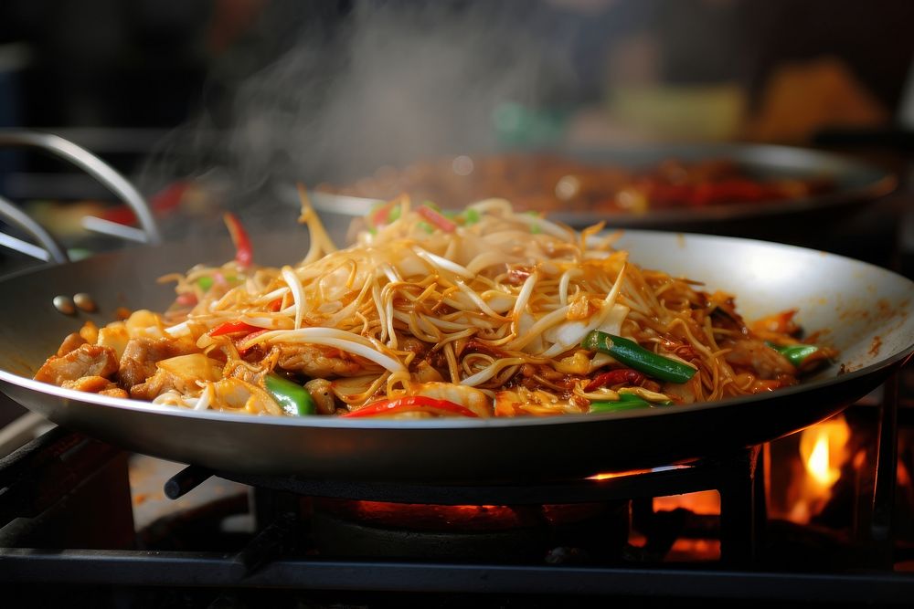 Pad thai food stove wok. AI generated Image by rawpixel.